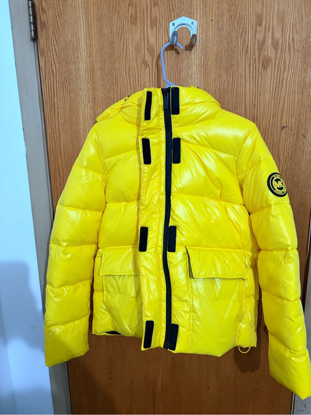 Michael Kors Bright Yellow Quilted Puffer Jacket with Hood